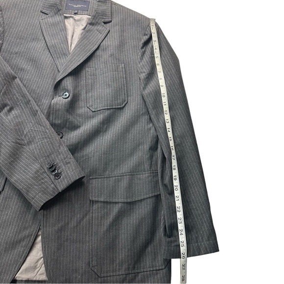 Banana Republic Modern Fit Men Medium Grey Light Grey Striped Suit Jacket Sz 44L - Picture 15 of 16